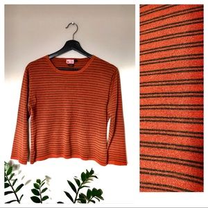 Ojai Pumpkin & Hunter Green Striped Top